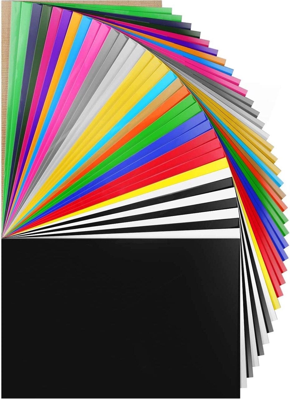 HTV Heat Transfer Vinyl Bundle 37Pack 12" x 10" Vinyl Sheets-20 Assorted Colors